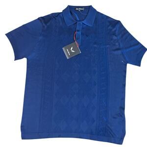 Saint Lorenzo Polo Shirt Mens 2XL Golf Argyle Knit Casual Luxury Breathable